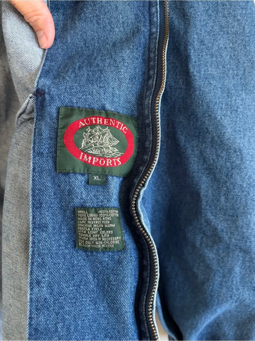 Vtg Authentic Imports Barn Denim Jacket Men XL Chore Bomber Jean 90s Farm Plaid